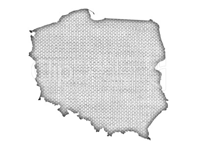 Karte von Polen auf altem Leinen