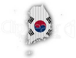 Karte und Fahne von Südkorea auf Wellblech