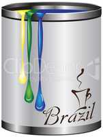 Metal tin with paint color flag of Brazil