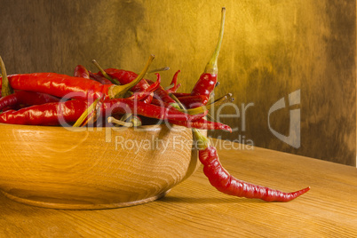 Chili in wooden plate