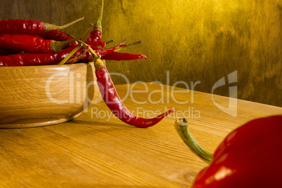 Chili in wooden plate