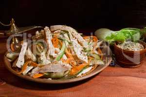 Salad with turkey fennel and almonds