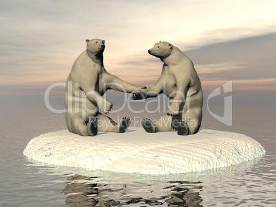 Friendship white bears - 3D render