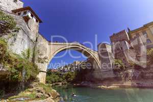 Stari Most, old bridge, Mostar, Bosnia and Herzegovina