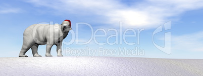 Polar white bear for christmas - 3D render