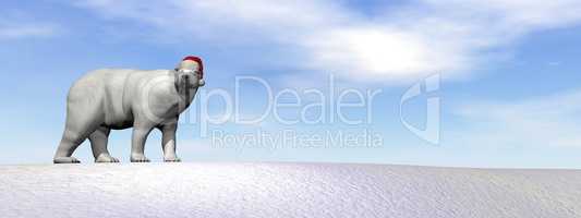 Polar white bear for christmas - 3D render