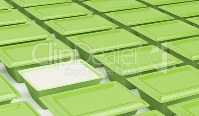 Green plastic containers