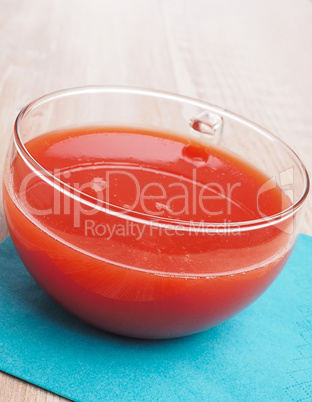 Gazpacho on a kitchen table