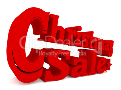 Big red Christmas sale, 3d rendering