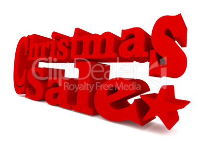 Big red Christmas sale, 3d rendering