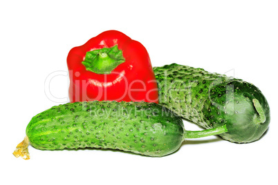 Two cucumber and pepper