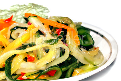 Vegetable salad on saucer