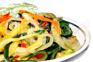 Vegetable salad on saucer