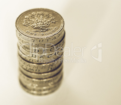 Vintage Pound coin pile