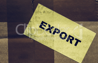 Vintage looking Cardboard box with export label