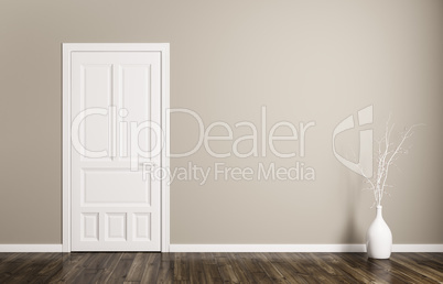 Interior background with door 3d rendering