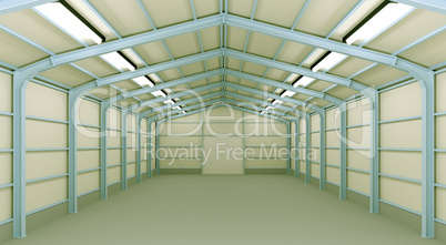 Empty Warehouse inside, 3d illustration