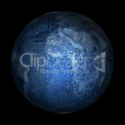 electronic digital planet earth on a black background