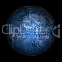 electronic digital planet earth on a black background
