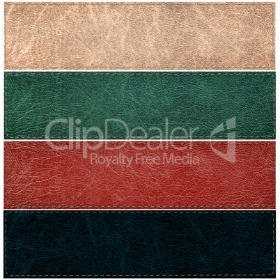 set of leather labels of different colors