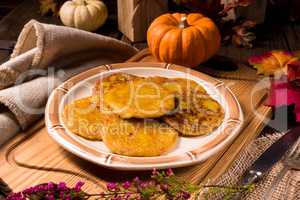 Potato pancakes with pumpkin puree