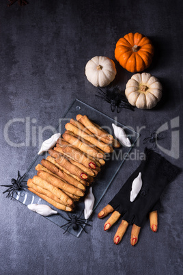 Halloween biscuit finger and cake coffin