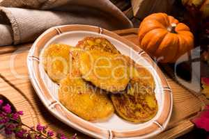 Potato pancakes with pumpkin puree