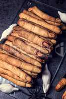 Halloween biscuit finger and cake coffin