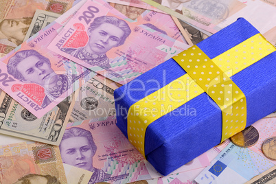 banknotes, clear image of dollars and new bills Ukrainian nation