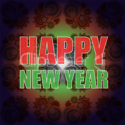 Beautiful text design of Happy New Year on abstract background.