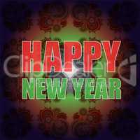 Beautiful text design of Happy New Year on abstract background.