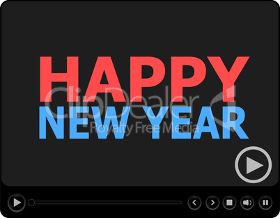 Happy New Year words on media player. Flat design.