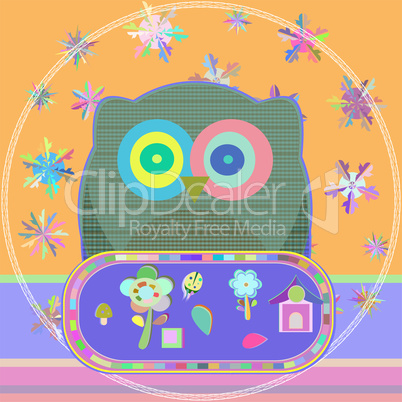 flower and textile owl vector illustration