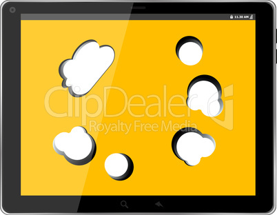 speech bubble on black tablet pc social, network concept