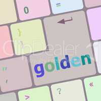 golden word on keyboard key, notebook computer button