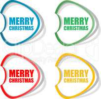 Merry Christmas stickers set isolated on white