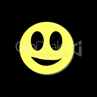 Modern yellow laughing happy smile. Happy emoticon. Isolated on black background