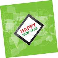 mobile phone tablet pc with Happy New Year design