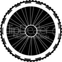 silhouette of a bicycle wheel isolated on white