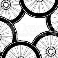 bike wheels background pattern. Pattern of bicycle wheels.
