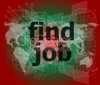 find jobs on digital touch screen, social concept