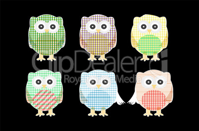 set of cute textile owls