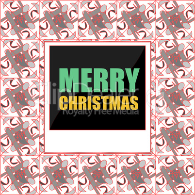 Merry Christmas lettering Greeting Card. Photo Frame