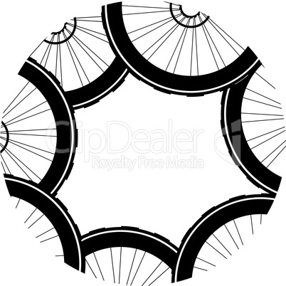 bicycle wheels pattern isolated on white background