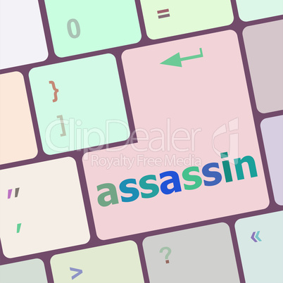 assassin word on computer pc keyboard key