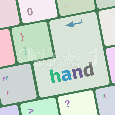 hand word on button of keyboard key