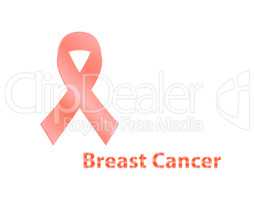 Realistic pink ribbon, breast cancer awareness symbol, isolated on white.