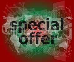 special offer text on digital screen