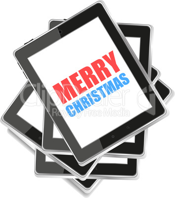 tablet pc icon with merry christmas words