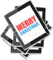 tablet pc icon with merry christmas words
